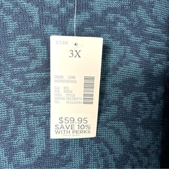 Catherines Sweater Women’s 3X Blue Sleeveless Knit Long Open Front Cardigan NWT - Picture 4 of 5